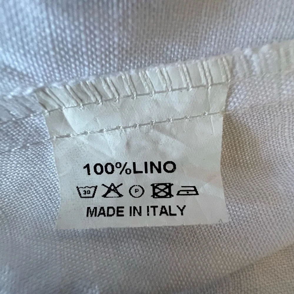 Blue Island Crisp SZ S Semi-Sheer White Linen Trousers.